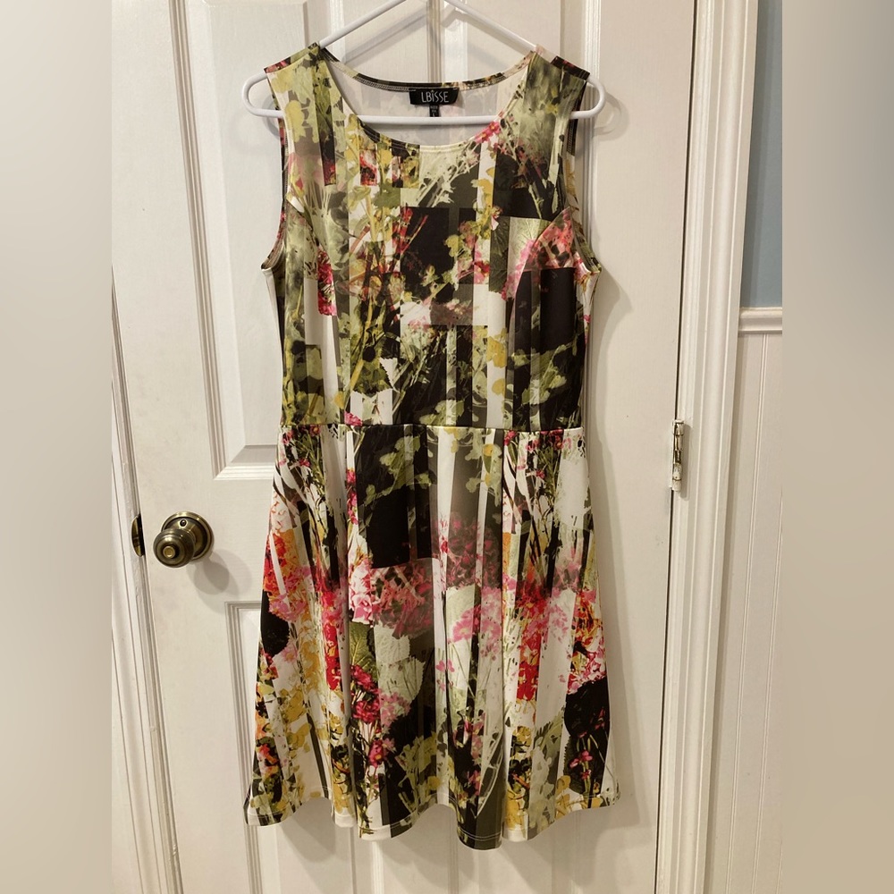 Lbisse Floral Semi Formal Midi Sleeveless Dress